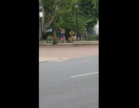 Guy girl tiktok dance bench red hat