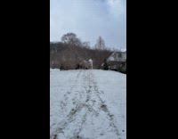 Woman slides down hill ride snow tube