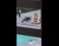 Man adjust and photoshoots doll on the poolside Part 2