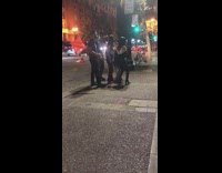 Group random moves walk forward street night