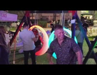 Denim jacket girl LED circle swing