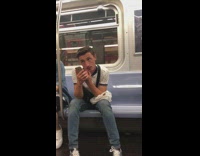 Guy picks pimple zits and eats them on subway train