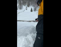 Collab Scorpionmasters - Man in brown outfit snowboard flip on the ramp then fell