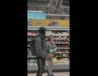 Man Walks Backward until he Bumps to Lady