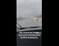 Car windshield wiper breaks owner fixes with glove