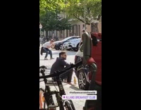 Girl black crop top pants car bike