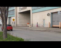 Girl fuzzy pink bag sanitation building
