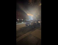 Cybertruck with lights plays music on street