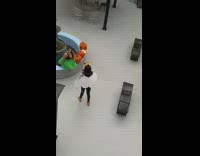 woman green skirt pumpkins fountain