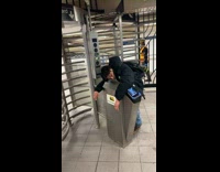 Collab Subway Creatures - Man Sleeps on Subway Platform Gate Entrance