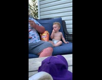 Collab PubityPets - Sleepy Kid on Couch Eats Potato Chips