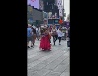 Person in long skirt yells 