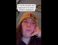 Girl real situation with customer on phone applebees