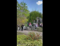 Woman in red kimono dress poses at the rocks