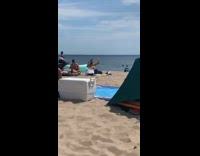 Little girl friends dance off beach samd