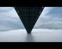 Bridge covered with clouds seen in a cruise ship