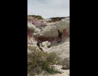 Woman black tank top photo shoot white rock