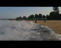 Open field burned for a fire brigade practice 