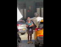 Leaf blower used on woman on taxi