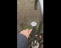 Guy open faucet water make galloping sound