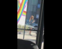 Woman black dress dance rainbow wall mural