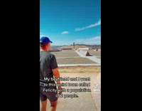 Couple goes to empty town with maze and pyramid 