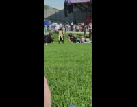 Girl green lingerie strap butt festival grounds