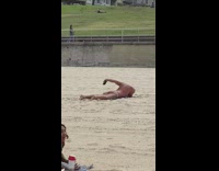Elderly Man white brief butt selfie beach