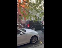 Guy wears horse hat dragged by car