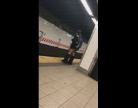 Collab Subway Creatures - Man subway platform cat woman costume 