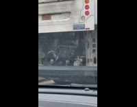 Bus drive with exposed engine on back