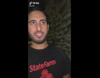 Guy black state farm shirt bag of onions