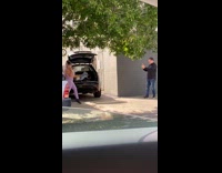 Purple sports bra leggings girl open trunk