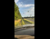 Person with funny laugh goes offroading on car