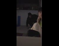 Guy wearing mask scares kid watching tv