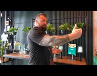 Eddie Hall demonstrates fast robotic serving 