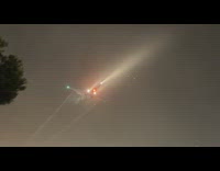 Planes land produce wingtip vortices foggy night