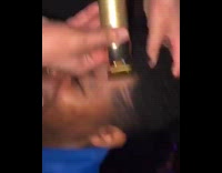 Guy gets haircut inside the club