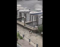 Two girls dance twerk boat docks hurricane