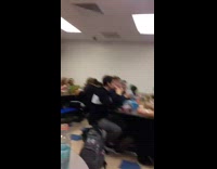 Girl throws chicken wing at guy friend