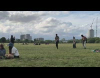 Four people dance park bollywood pink shirt