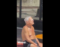 Grandpa white tanning goggles sits sunbathes chipotle 