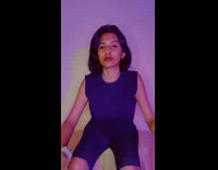 Girl sits down turns into digital drawing