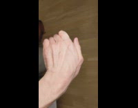 Guy move hand sideways control veins move