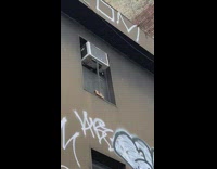 Stick and jenga block support air conditioner 