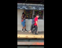 Collab Subway Creatures - Woman wear black wings at train station part 3