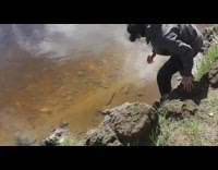 Guy catch grab fish sleep on lake