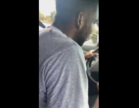 Guy drives car with bee on his neck back, parks and runs outside