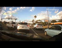 Car brakes just in time red light 