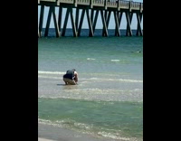 Man blue tank top timer run beach Part 1